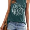 Hiking Mountain Tank Tops for Women Funny Pine Tree Sunrise ...