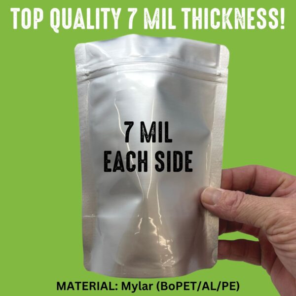 50 Mylar Bags for Food Storage, Airtight 7-Mil Thick Gussete...