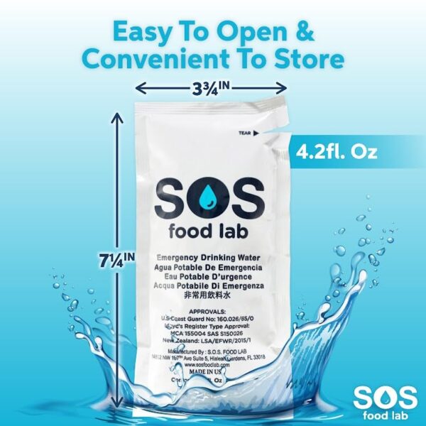SOS Food Lab Emergency Water Pouches - 2 Gallons (62 Count, ...