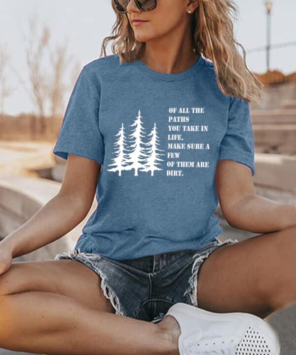 Women Hiking Mountain T Shirt Funny Pine Tree Graphic Tee Su...