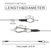 1/8" Safety Cables 2ft Security Cable 304 Stainless Steel Wi...