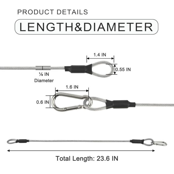 1/8" Safety Cables 2ft Security Cable 304 Stainless Steel Wi...