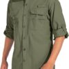 linlon Mens Safari Shirts Long Sleeve UV Protection Hiking F...