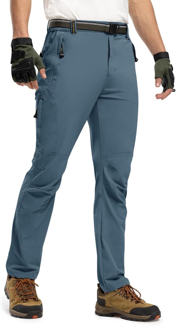 TBMPOY Men's Lightweight Hiking Pants with Belt 5 Zip Pocket...