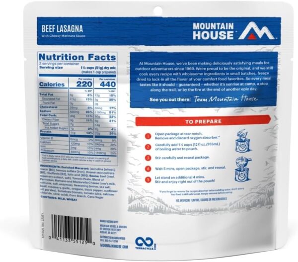 Mountain House Lasagna with Meat Sauce | Freeze Dried Backpa...