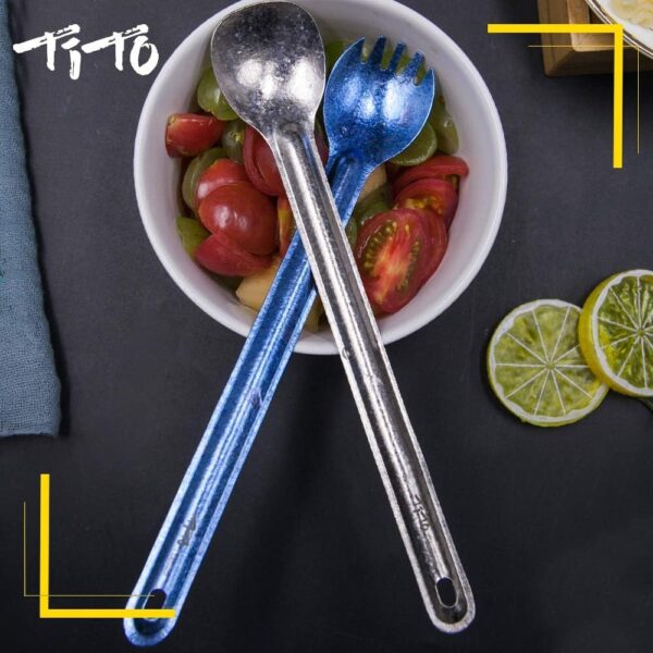 TiTo Titanium Long Handle Spork and Spoon Eco-Friendly Ultra...