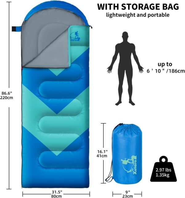 Sleeping Bag for Adults, Girls, Boys - 3 Season Warm & Cool ...