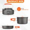 17pcs Camping Cookware Kit, 0.45Gal Pot, 7inches Pan,0.30Gal...