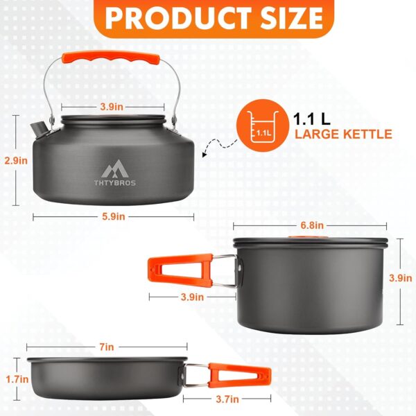 17pcs Camping Cookware Kit, 0.45Gal Pot, 7inches Pan,0.30Gal...
