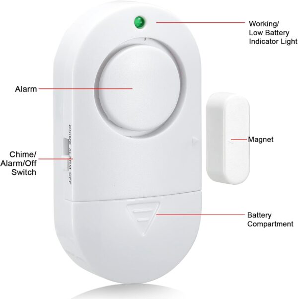 Door Window Alarm, 4 Pack 120DB Pool Alarm for Door, Home Se...
