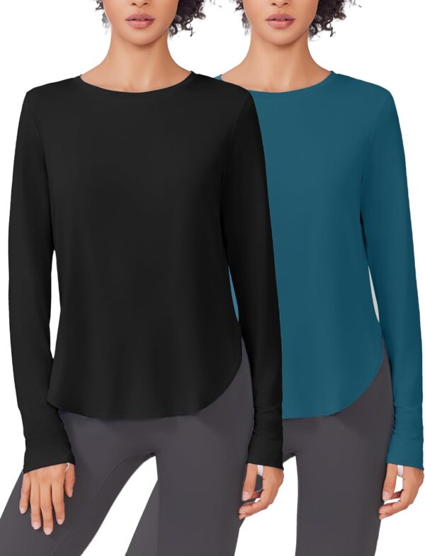PINSPARK 2 Pack Long Sleeve Shirts for Women UV Protection S...