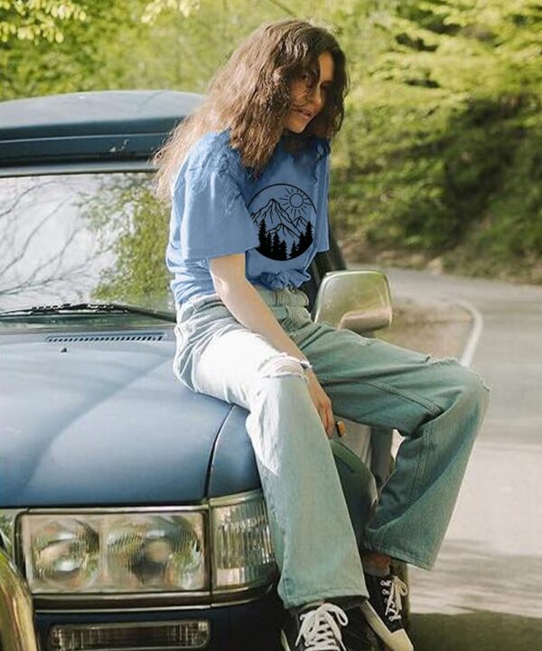 Adventure Awaits Shirts for Women Cute Sunrise Eagle Graphic...