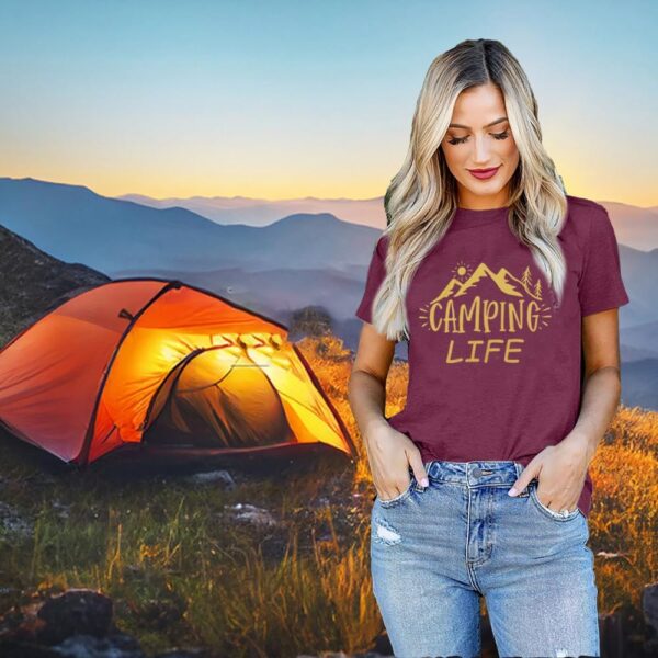 ZXCAHPT Camping Life T Shirt Women Camping Hiking Shirt Moun...