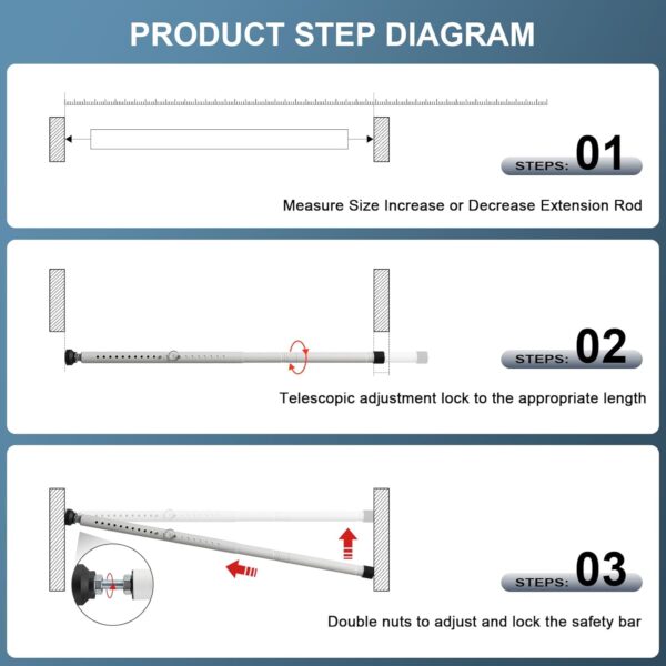 Sliding Door Security Bar，17.5-50 inch Adjustable Patio Door...