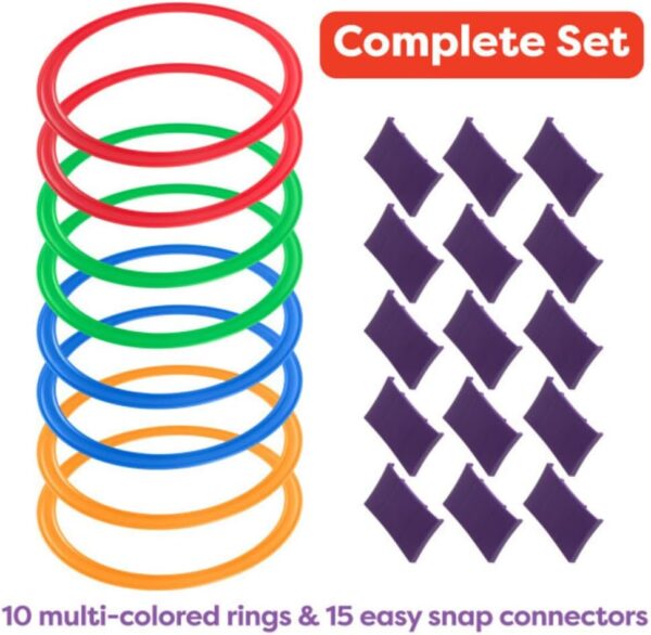 Hey! Play! Hopscotch Ring Game-10 Multi-Colored Plastic Ring...