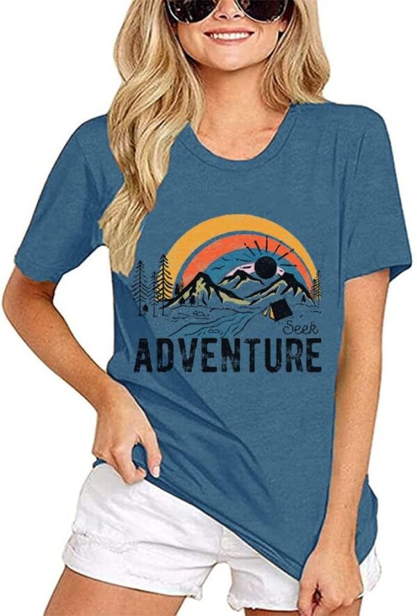Women Mountain Adventure Workout Tanks Hiking Camping Graphi...