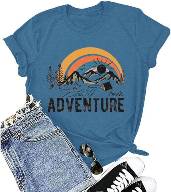 Women Mountain Adventure Workout Tanks Hiking Camping Graphi...