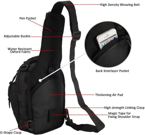 Tactical Shoulder Bag,1000D Outdoor Military Sling Daypack B...