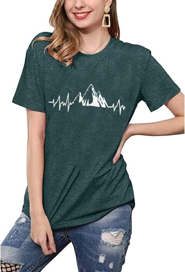 Beach Heartbeat T Shirt for Women Love Heart Graphic Tees Pr...