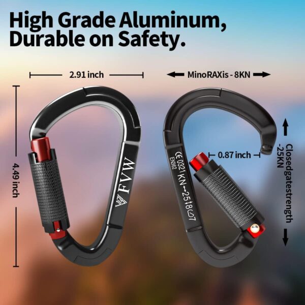 FVW Auto Locking Rock Climbing Carabiner Clips, UIAA Certifi...