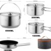 304 Stainless Steel Camping Cookware Set, Pots and Pans for ...