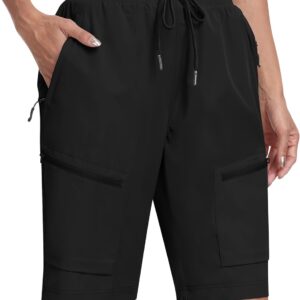 MoFiz Womens 10" Long Shorts for Women Knee Length Quick Dry...