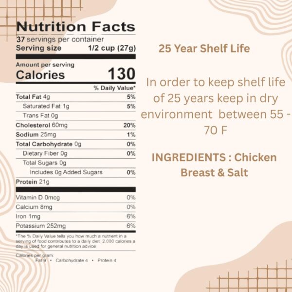 Freeze Dried USDA Chicken Breast | Pre-Cooked Shelf Meat for...