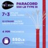 TECEUM Paracord Type III 550 Red – 200 ft – 4mm – Tactical R...