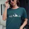 Beach Heartbeat T Shirt for Women Love Heart Graphic Tees Pr...