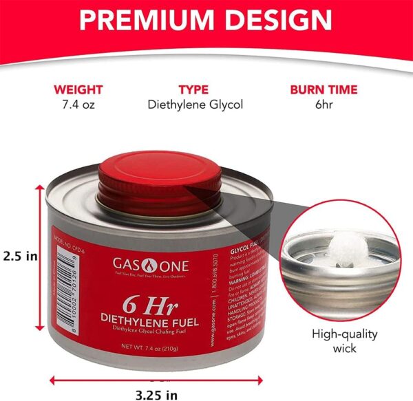 Gas One 6 Hour Chafing Fuel - Food Warmer for Chafing Dish B...