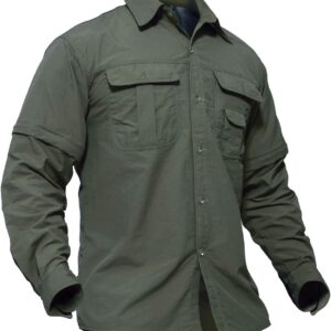 TACVASEN Men's Breathable Quick Dry Solid Convertible Long S...