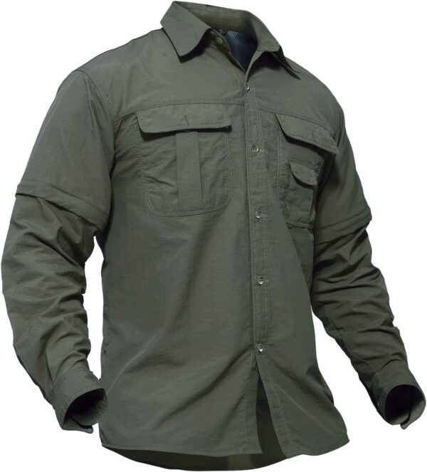 TACVASEN Men's Breathable Quick Dry Solid Convertible Long S...