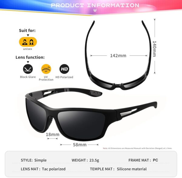 suoso Polarized Sports Sunglasses for Men: UV400 Protection ...