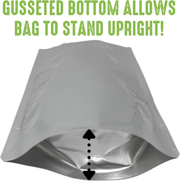 50 Mylar Bags for Food Storage, Airtight 7-Mil Thick Gussete...
