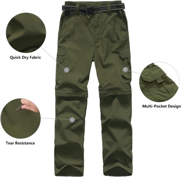 Boy’s Convertible Hiking Pants Lightweight Quick Dry Zip Off...