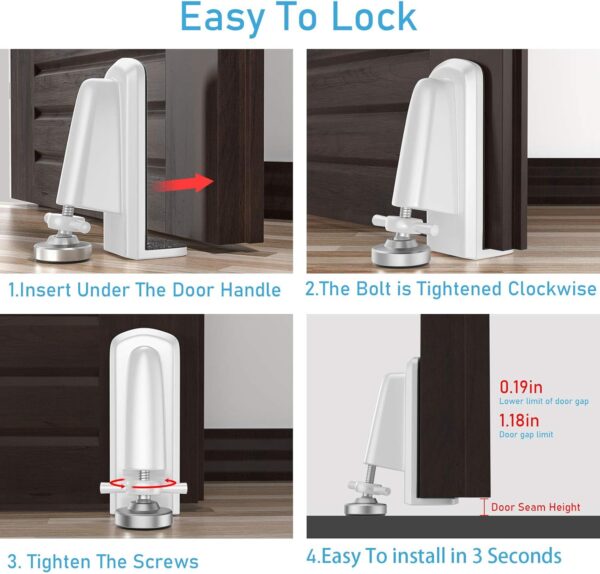 Portable Security Door Jammer Door Stopper, Door Security Lo...
