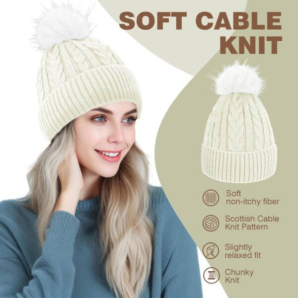 AURUZA Beanie for Women Men, Soft Beanie hat with Faux Fur P...