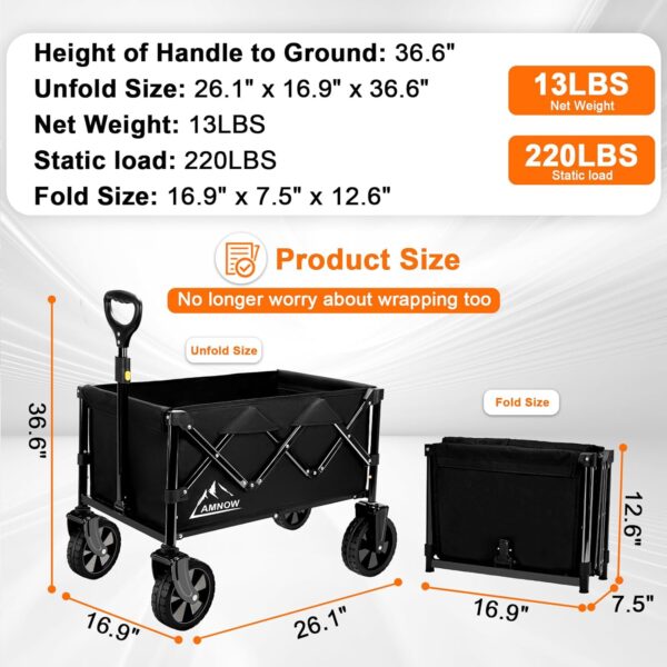 Collapsible Wagon Cart with Wheels Foldable, Folding Wagons ...