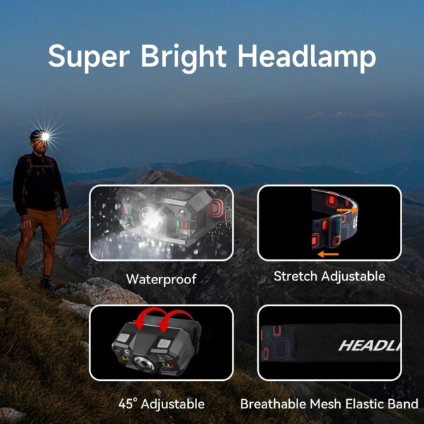 3 Pack Rechargeable Headlamp,Ultra Bright Waterproof LED Hea...
