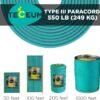 TECEUM Paracord Type III 550 Green Wave – 1000 ft – 4mm – Ta...