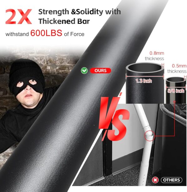 600LB Door Barricade Security bar- 24.5-50.7'’ Adjustable Do...