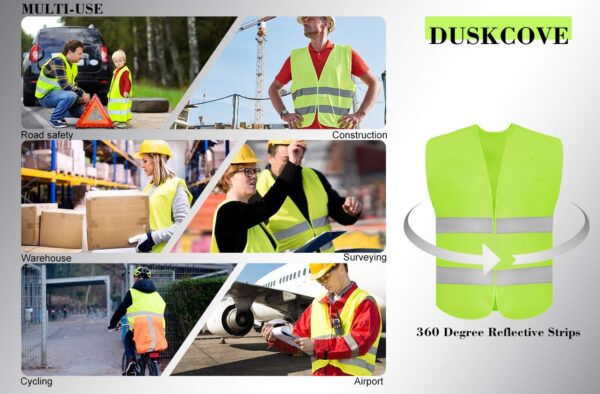 DUSKCOVE 10 Pack High Visibility Safety Vest for Traffic Wor...