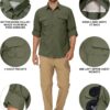 linlon Mens Safari Shirts Long Sleeve UV Protection Hiking F...