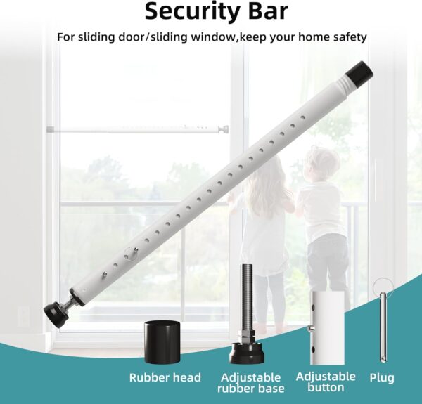 Sliding Door Security Bar,17-50 inch Adjustable Window Secur...