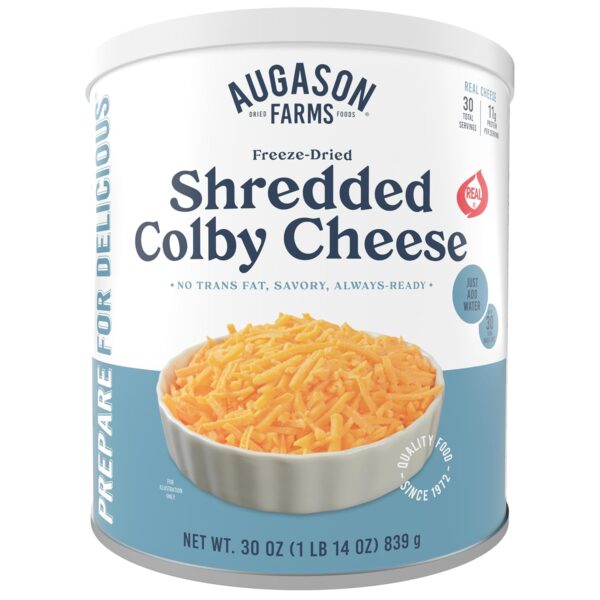 Augason Farms Freeze Dried Shredded Colby Cheese Can, Emerge...
