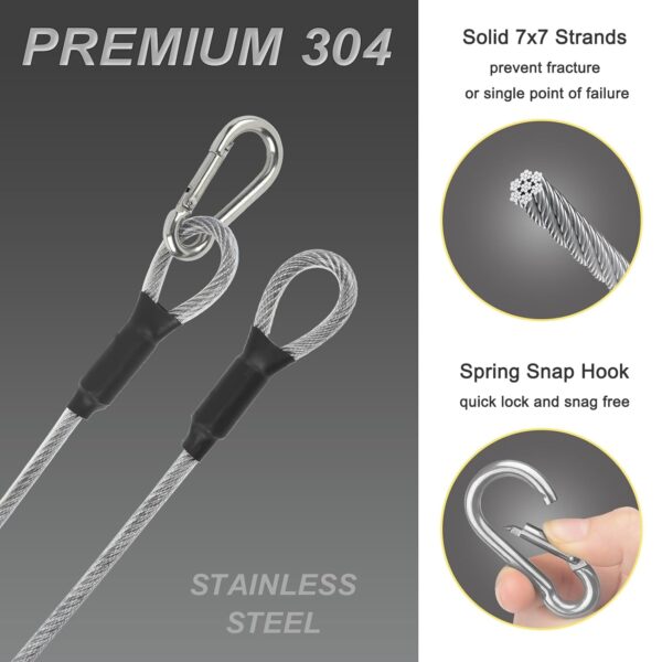 1/8" Safety Cables 2ft Security Cable 304 Stainless Steel Wi...