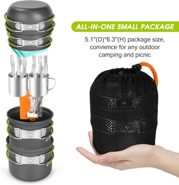 Odoland 16pcs Camping Cookware Mess Kit, Lightweight Pot Pan...