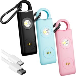 Personal Safety Alarm Keychain for Women – 3 Pack USB Rechar...