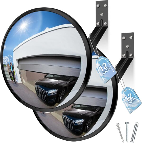 2 Pcs 12 inch Acrylic Convex Mirror - Adjustable Wide Angle ...