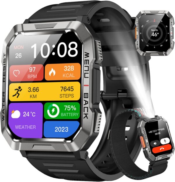 Military Smart Watch for Men(Answer/Make Call), Outdoor Spor...